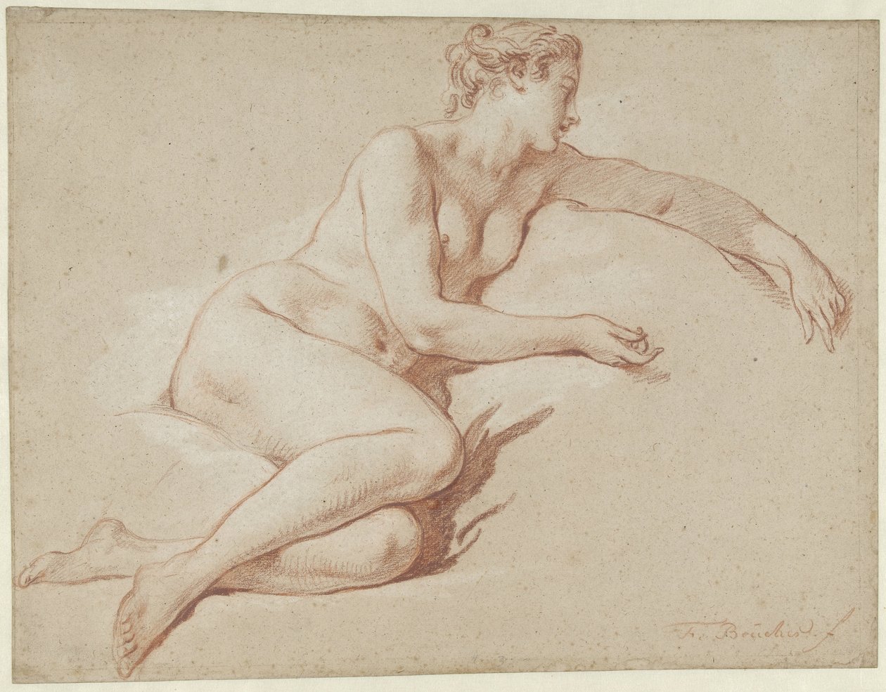 Uzanmış Kadın Çıplak Uzanmış kadın çıplak, sağa dönük by François Boucher