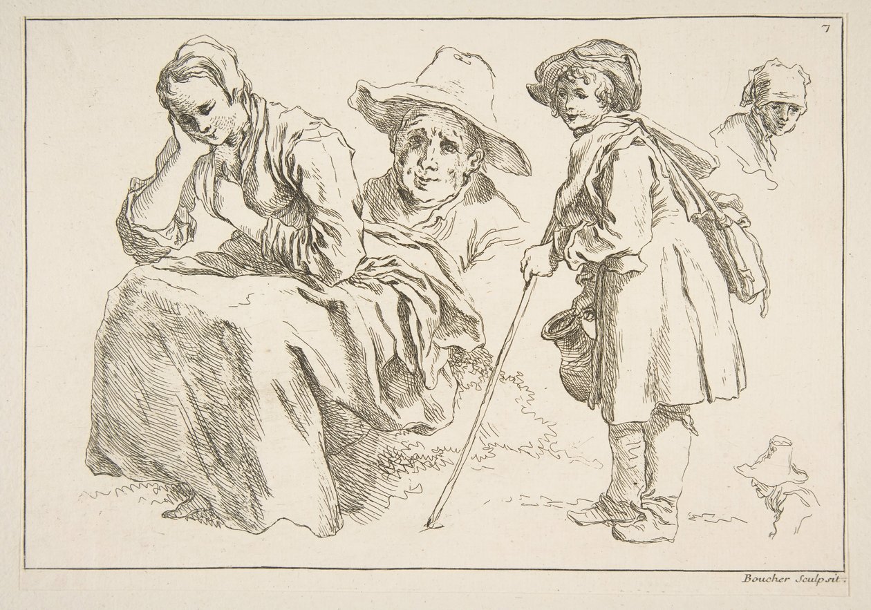 Eskizler Sayfası, 1753. by François Boucher