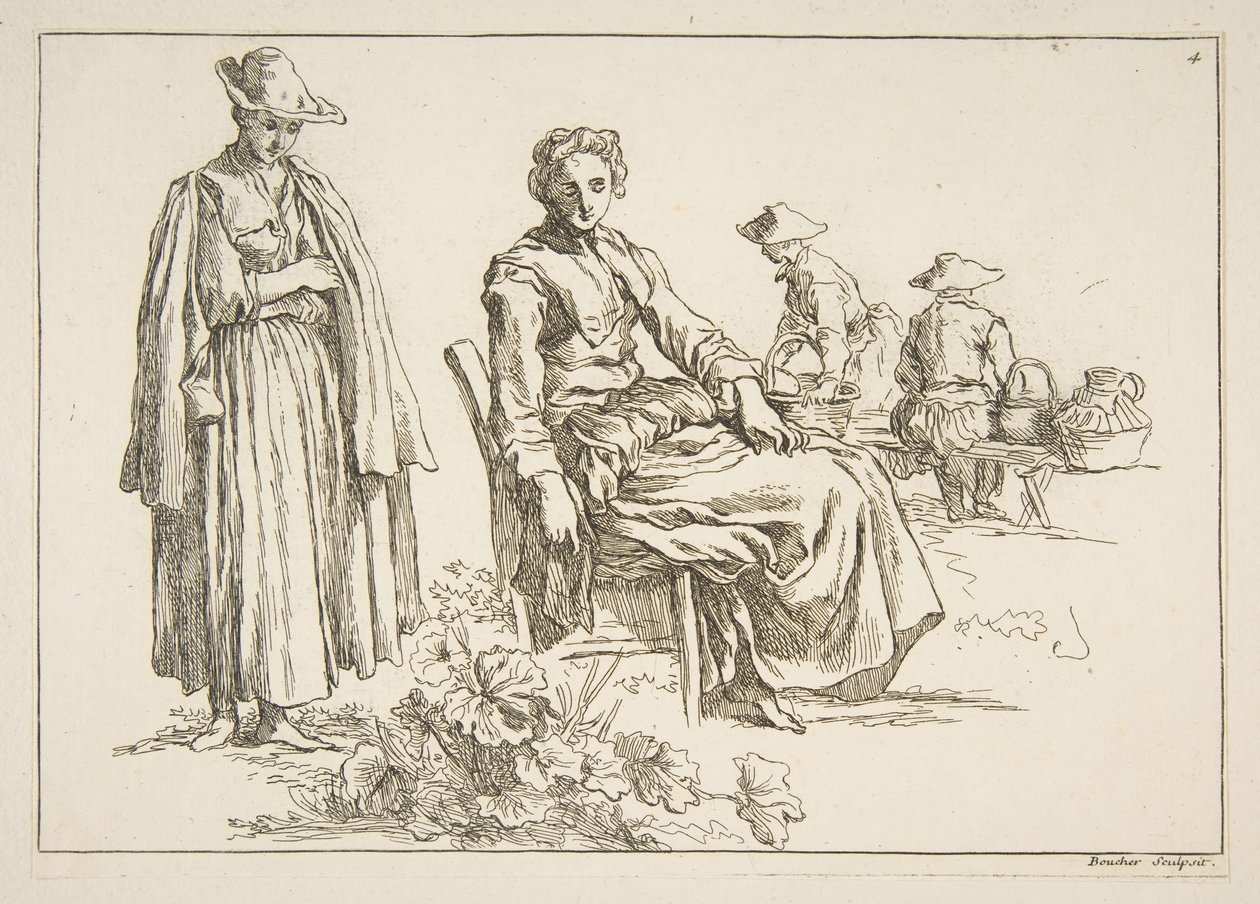 Eskizler Sayfası, 1753. by François Boucher
