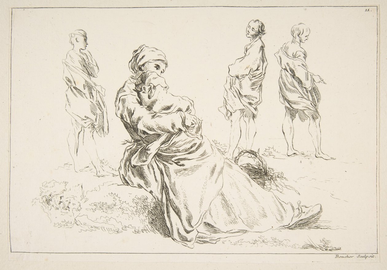 Eskizler Sayfası, 1753. by François Boucher