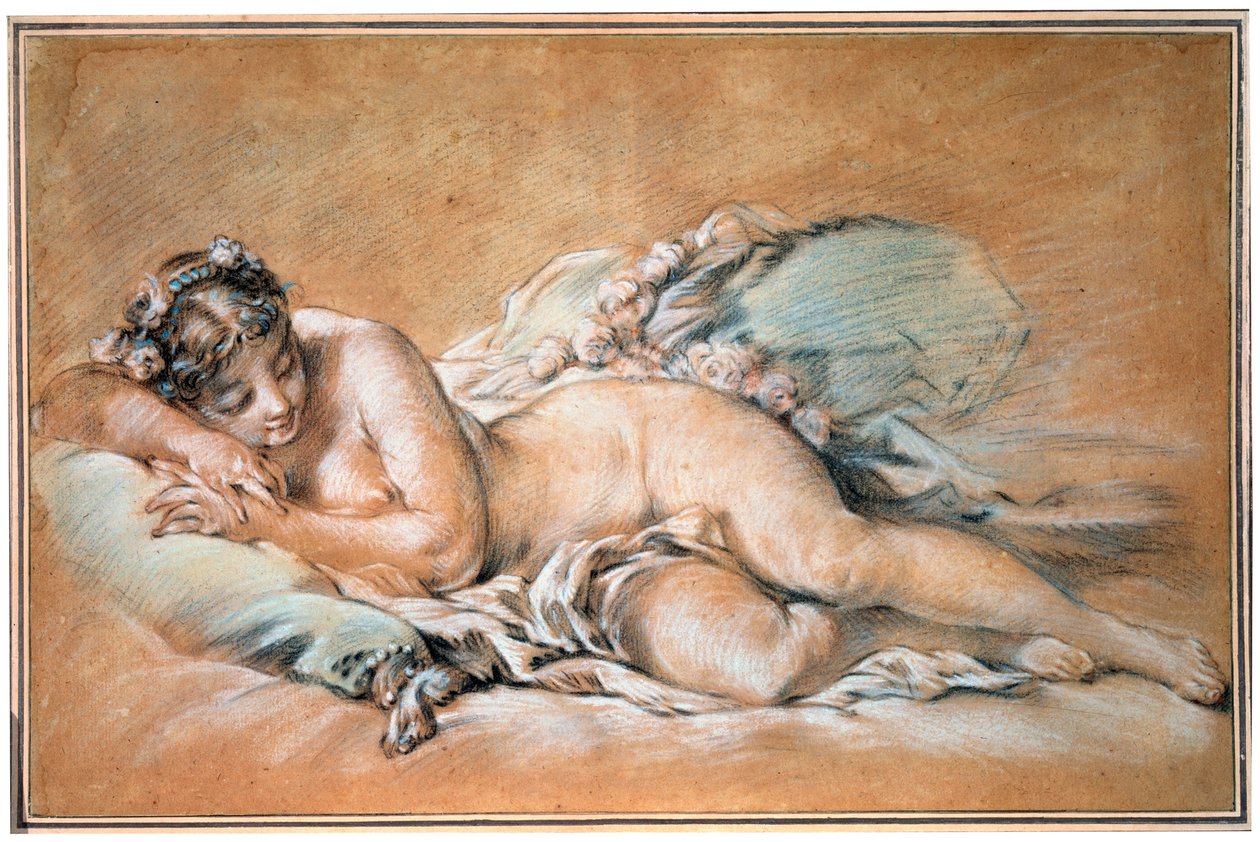 Uyuyan Genç Kadın, 1758. by François Boucher
