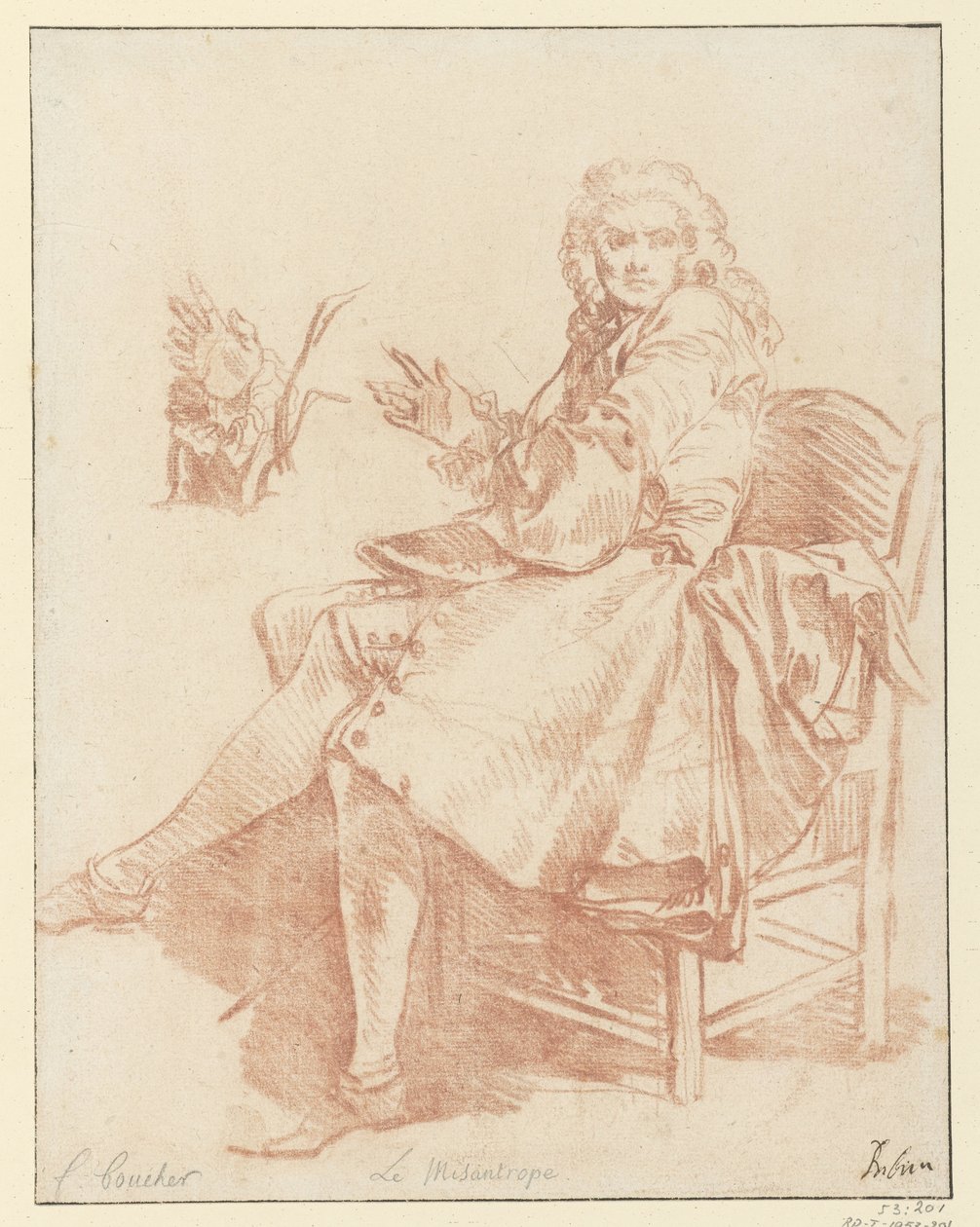 Molière'in çalışmalarının 1734 baskısından Le Misanthrope'' illüstrasyonu için Alceste Design çalışması (cilt III, s. 341) (seri başlığı) by François Boucher