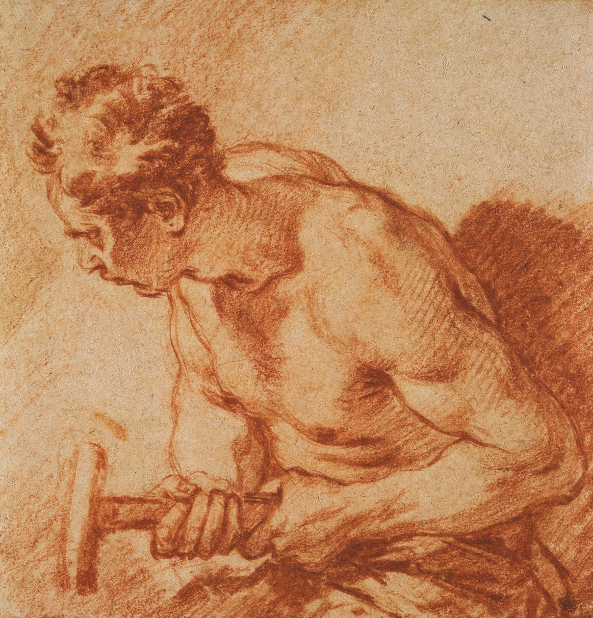Çekiç tutan bir adamın çalışması, yarım uzunlukta, by François Boucher