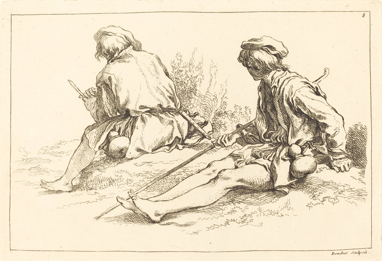 Oturan Çoban Çocuklar by François Boucher after Abraham Bloemaert