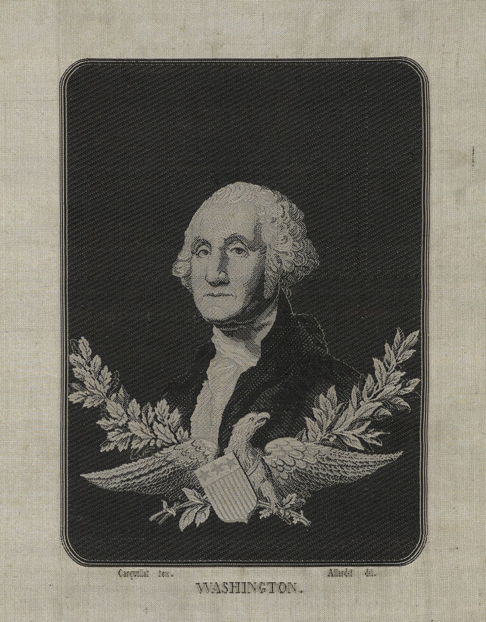 George Washington, 1876 dolayları (bakır alaşımlı folyo süslemeli kağıt hasır üzerinde jakarlı dokuma dokuma ipek) by François Carquillat