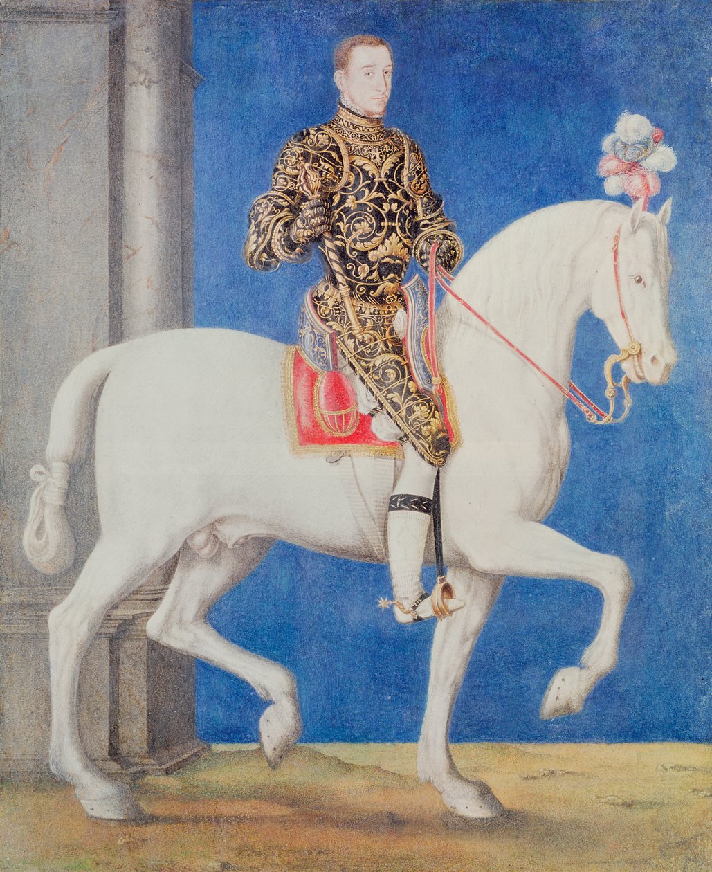 Dauphin Henri II (1519-59) olduğu tahmin edilen Binicilik Portresi c.1543 by François Clouet