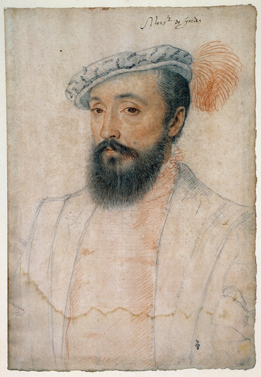 Gordes Monsenyörünün Portresi (1513 - 1578). Clouet Francois (1515-1572) tarafından kan ve kara taş çizimi by François Clouet