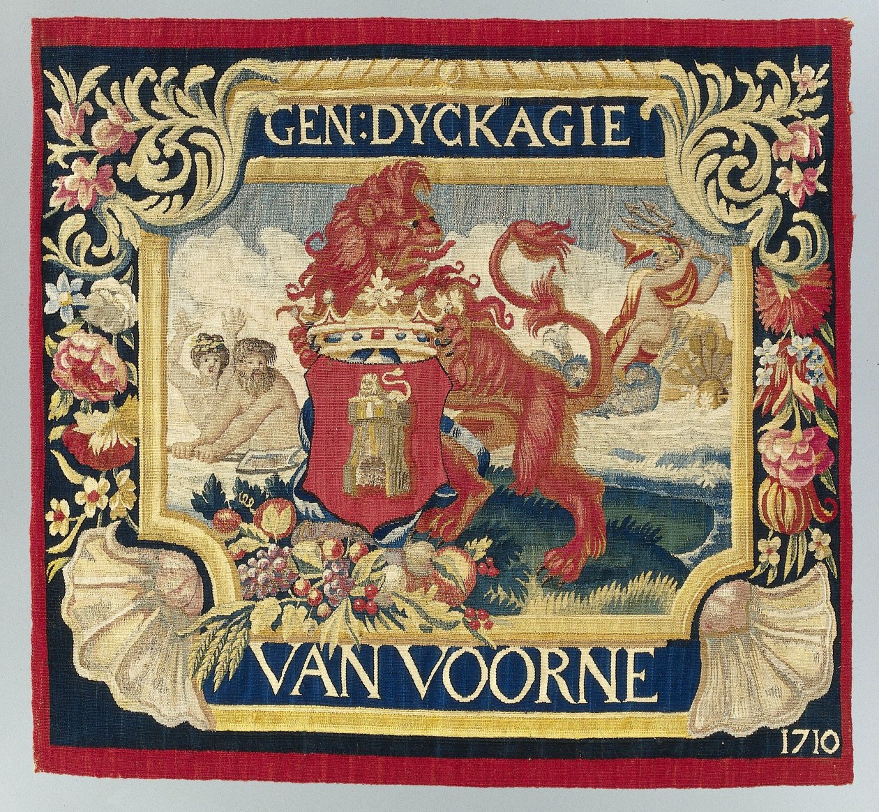 Sembolik bir temsili ve Voorne arması olan yastık örtüsü by François Coppens (attributed to)