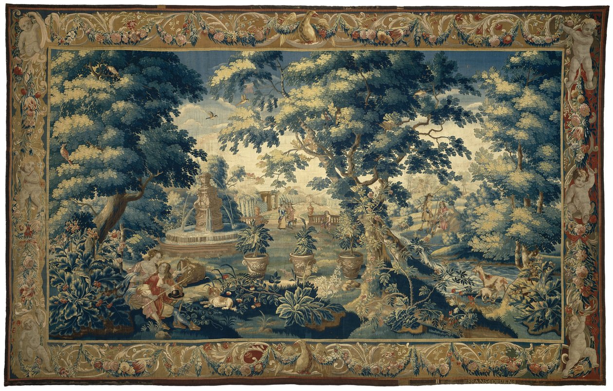 Oturan Çiftler ve Dinlenme Avcıları ile Park Manzarası by François Coppens