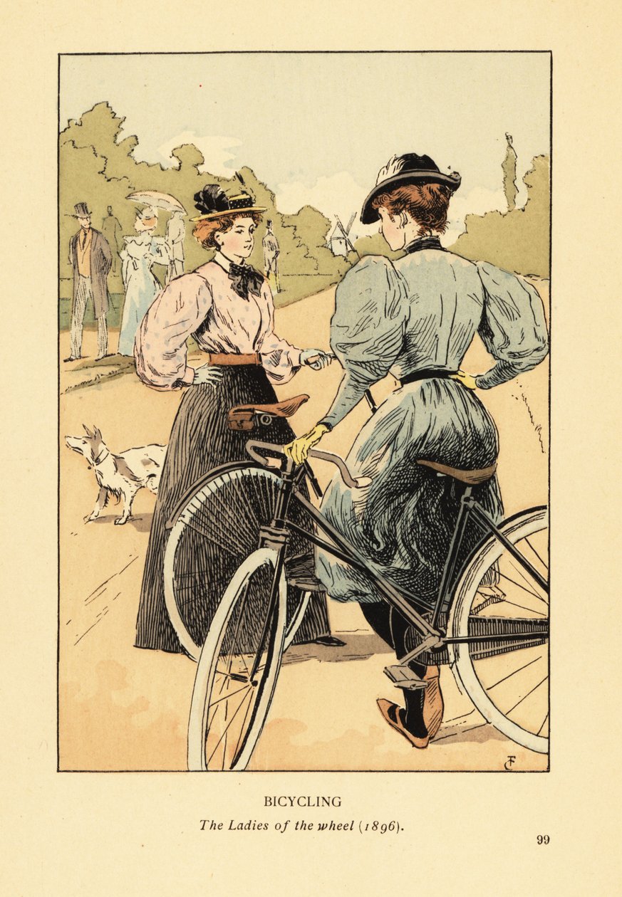Bisiklet, 1896'da tekerleğin Hanımları by François Courboin