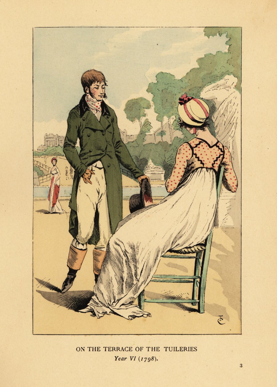 Tuileries, Paris, Yıl VI terasında şık çift by François Courboin
