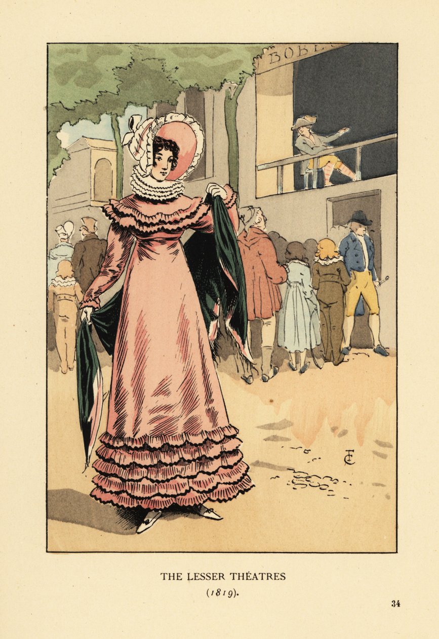 Açık hava dramatik şovunda şık bir kadın. Küçük Tiyatrolar by François Courboin
