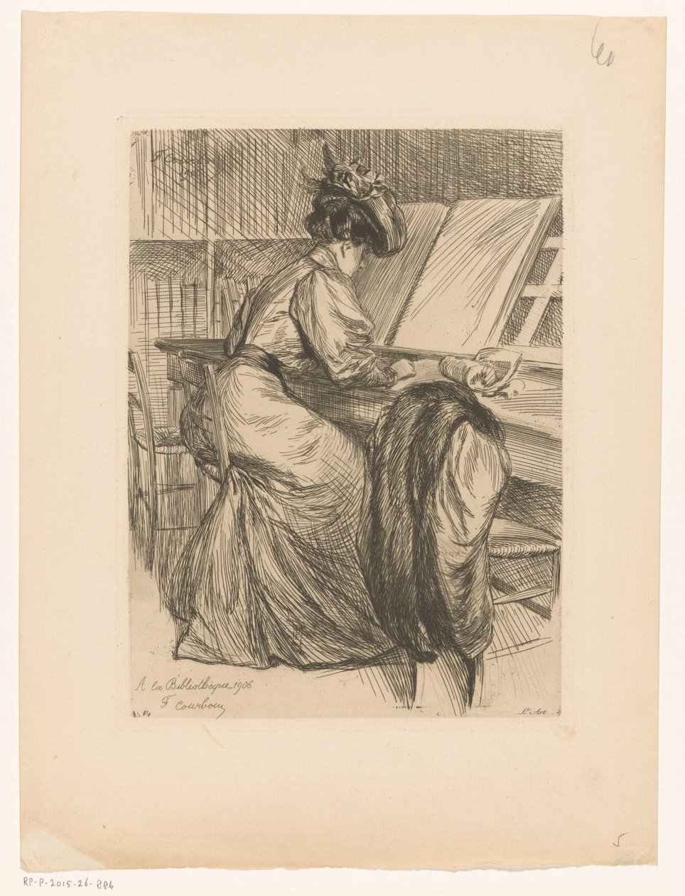 Kütüphanede kitap okuyan kadın A la bibliothèque by François Courboin