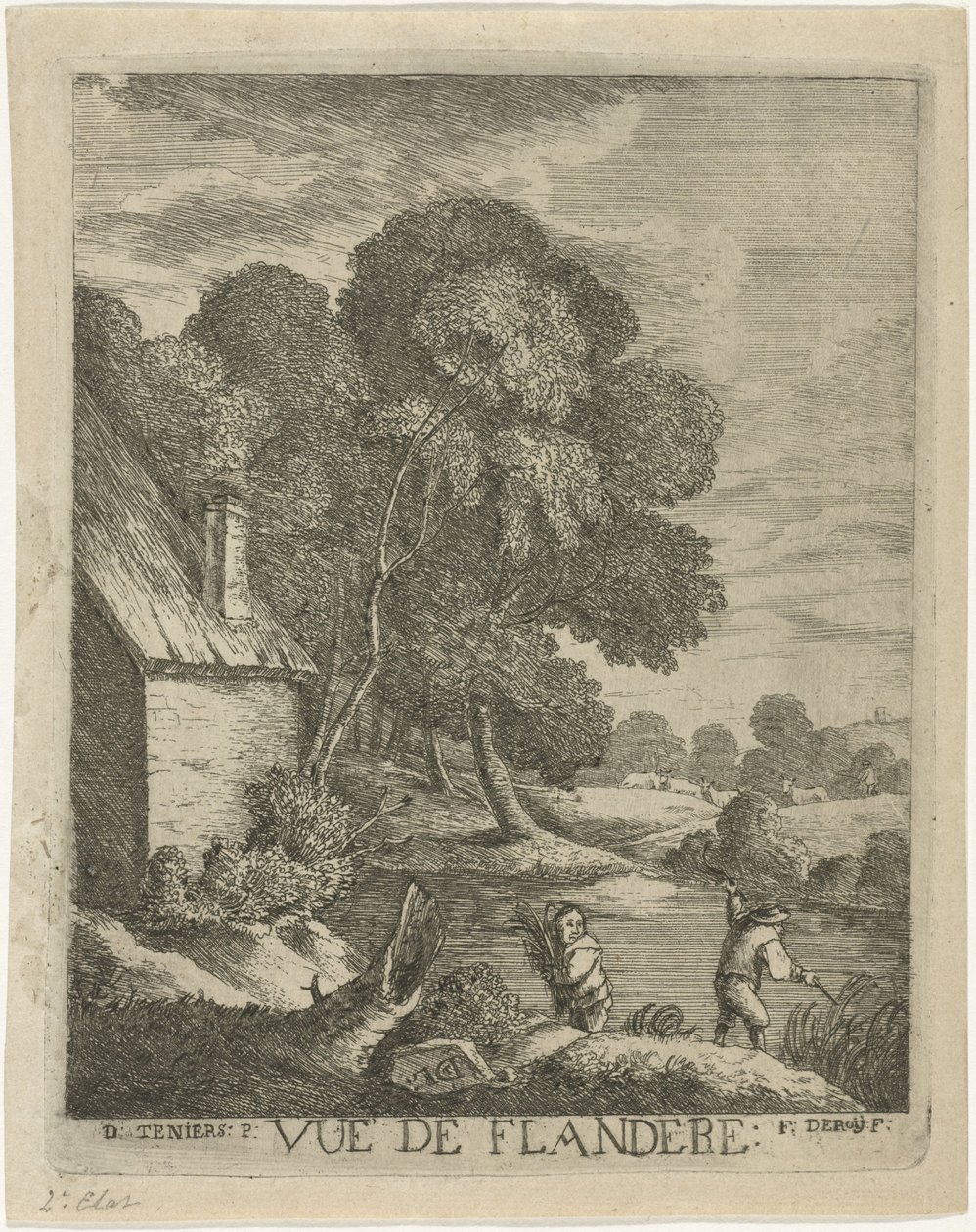 Flaman manzara Vue de Flandere (nesne üzerindeki başlık) by François Deroy