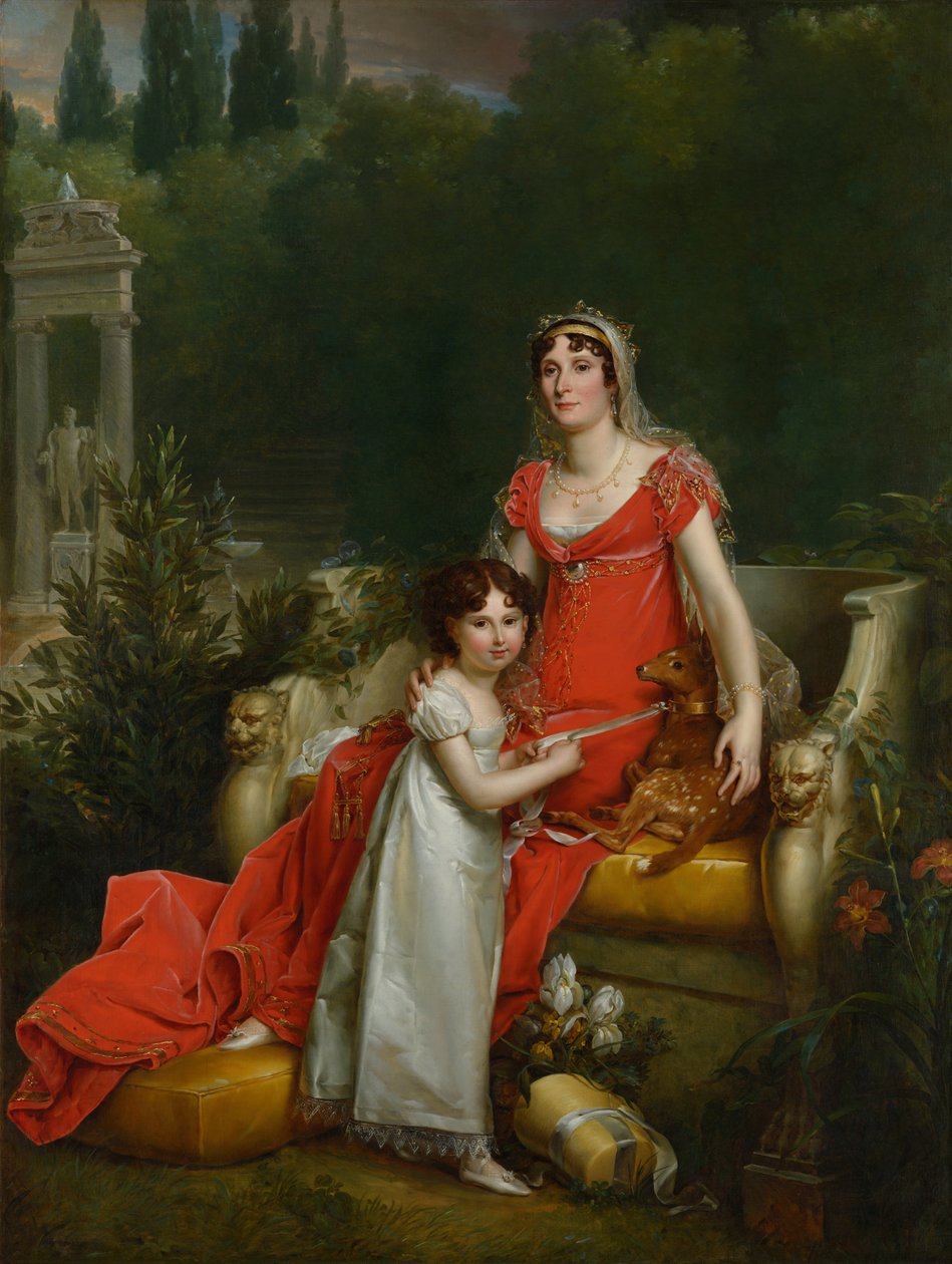 Elisa Bonaparte, kızı Napoleona Baciocchi ile birlikte by François Gérard