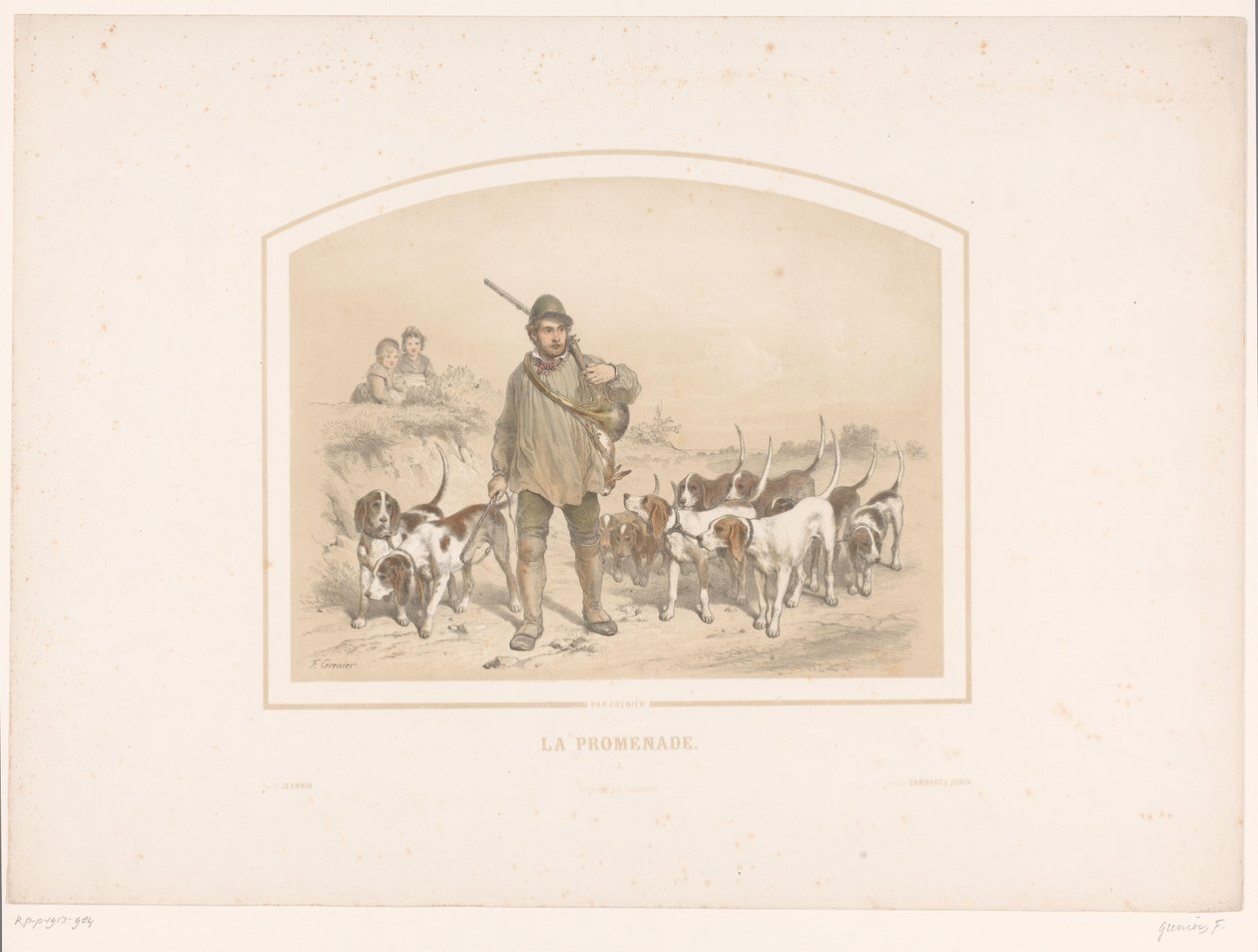 On av köpeği olan avcı La mesire (nesnedeki başlık) by François Grenier