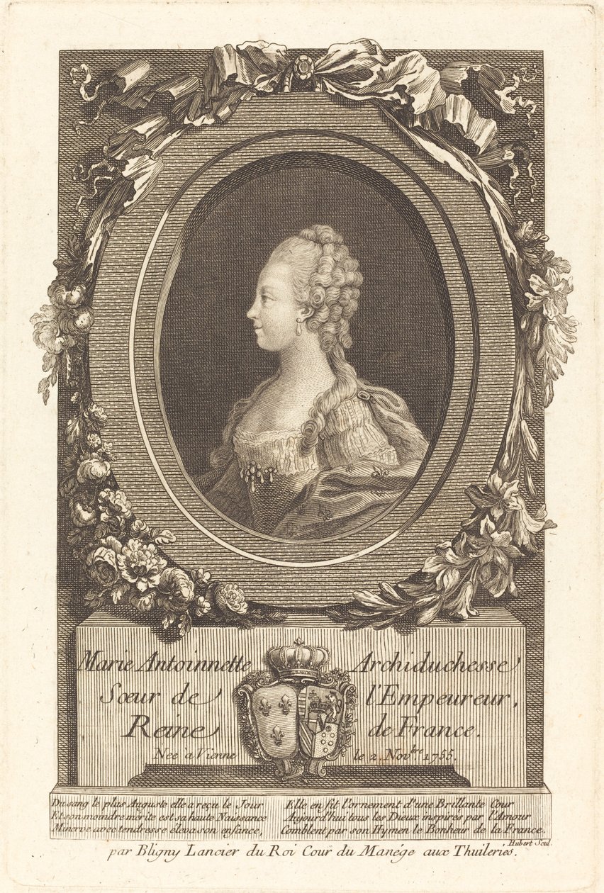Marie Antoinette by François Hubert after Honore Thomas Bligny