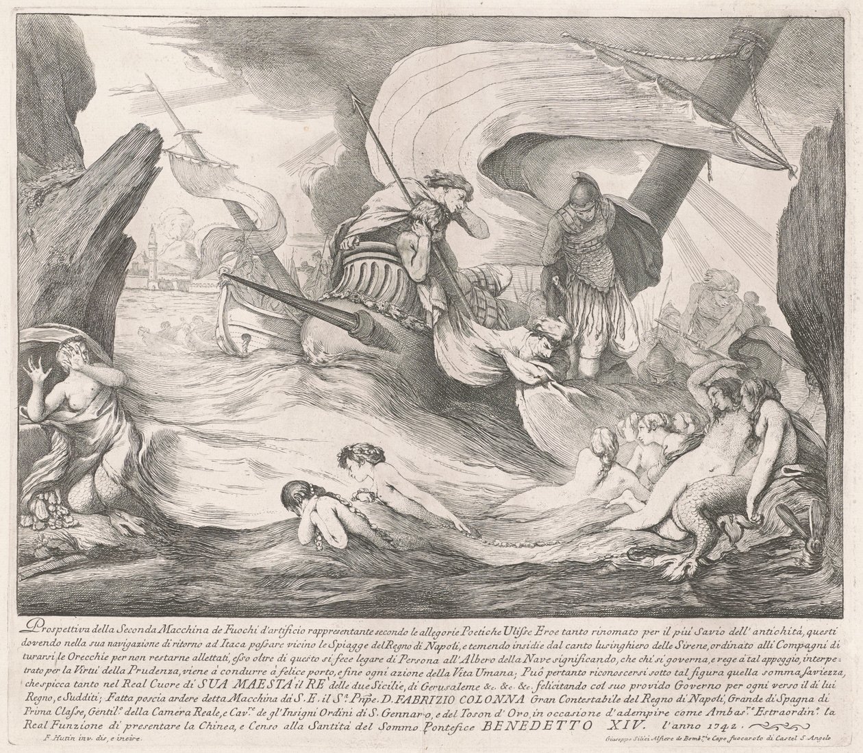 1742 Chinea için Seconda Macchina: Ulysses ve Sirenler by François Hutin