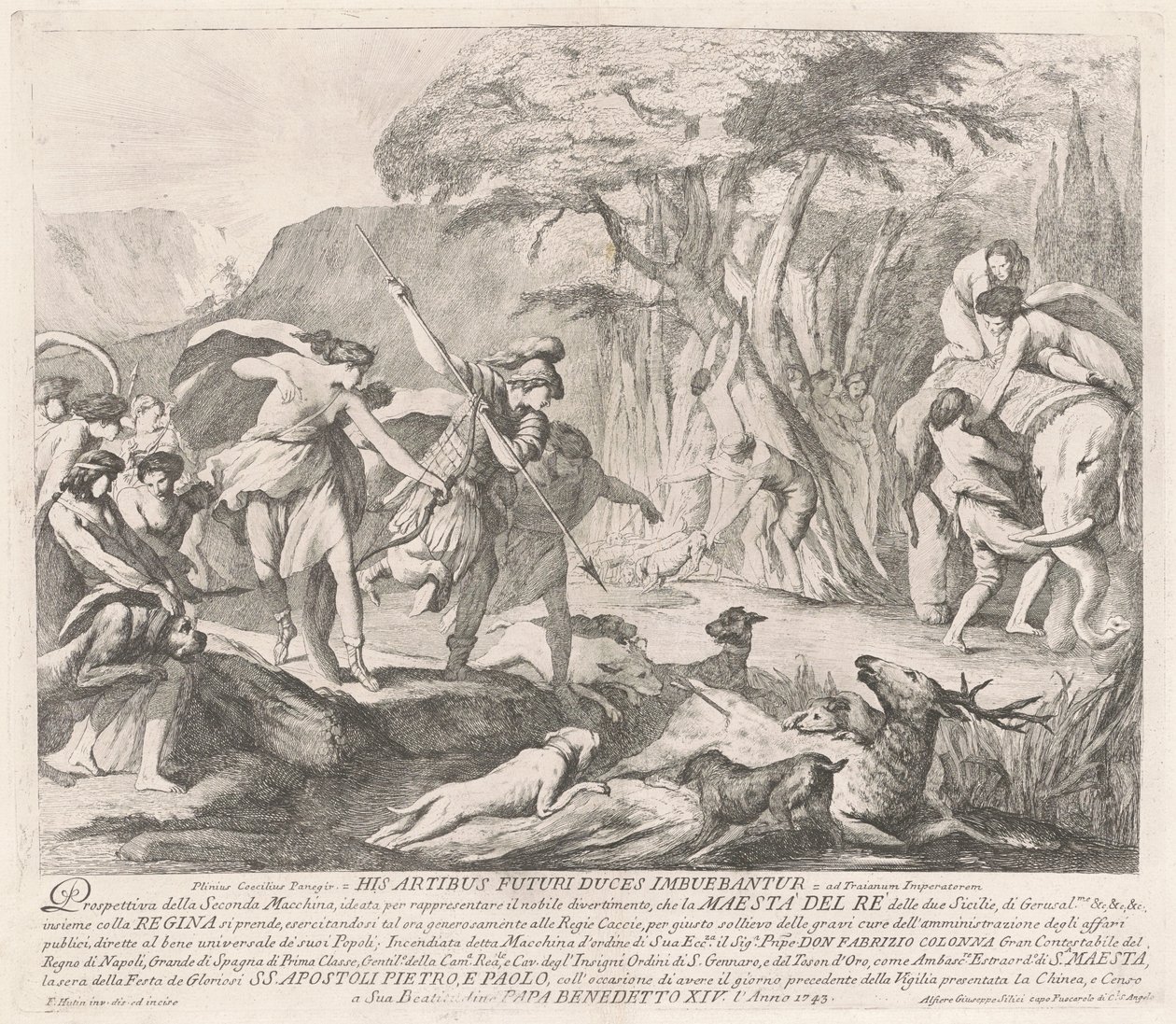 1743 Çini için Seconda Macchina: Kraliyet Avı by François Hutin