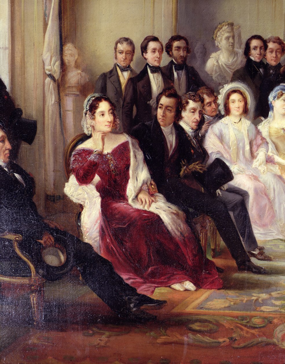 Francois Andrieux (1759-1833) Reading his Tragedy Junius Brutus in the Foyer of the Comedie Francaise, 26th May 1828, 1847  (detail of 216914) by François Joseph Heim