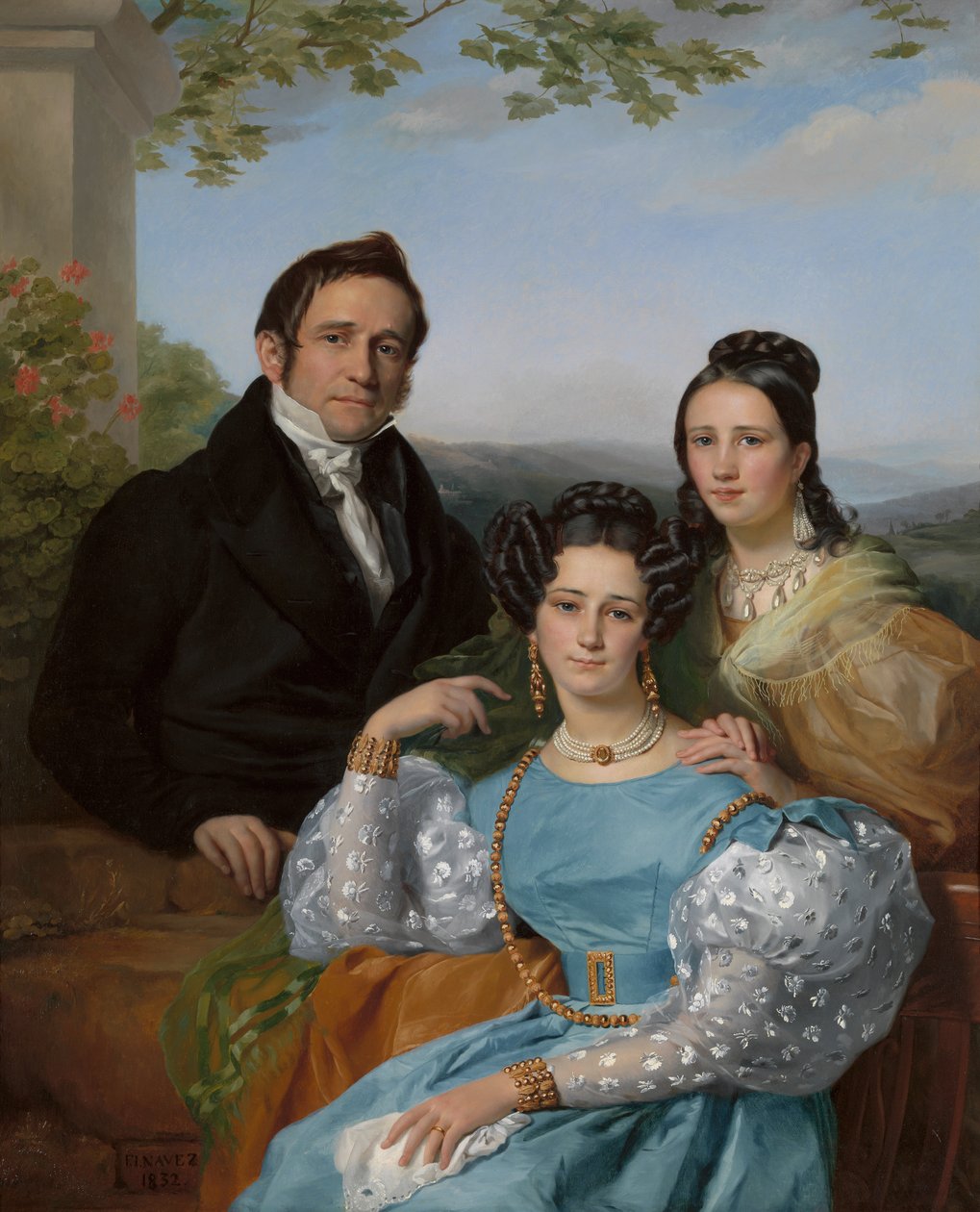 Théodore Joseph Jonet ve iki kızının portresi, 1832. by François Joseph Navez