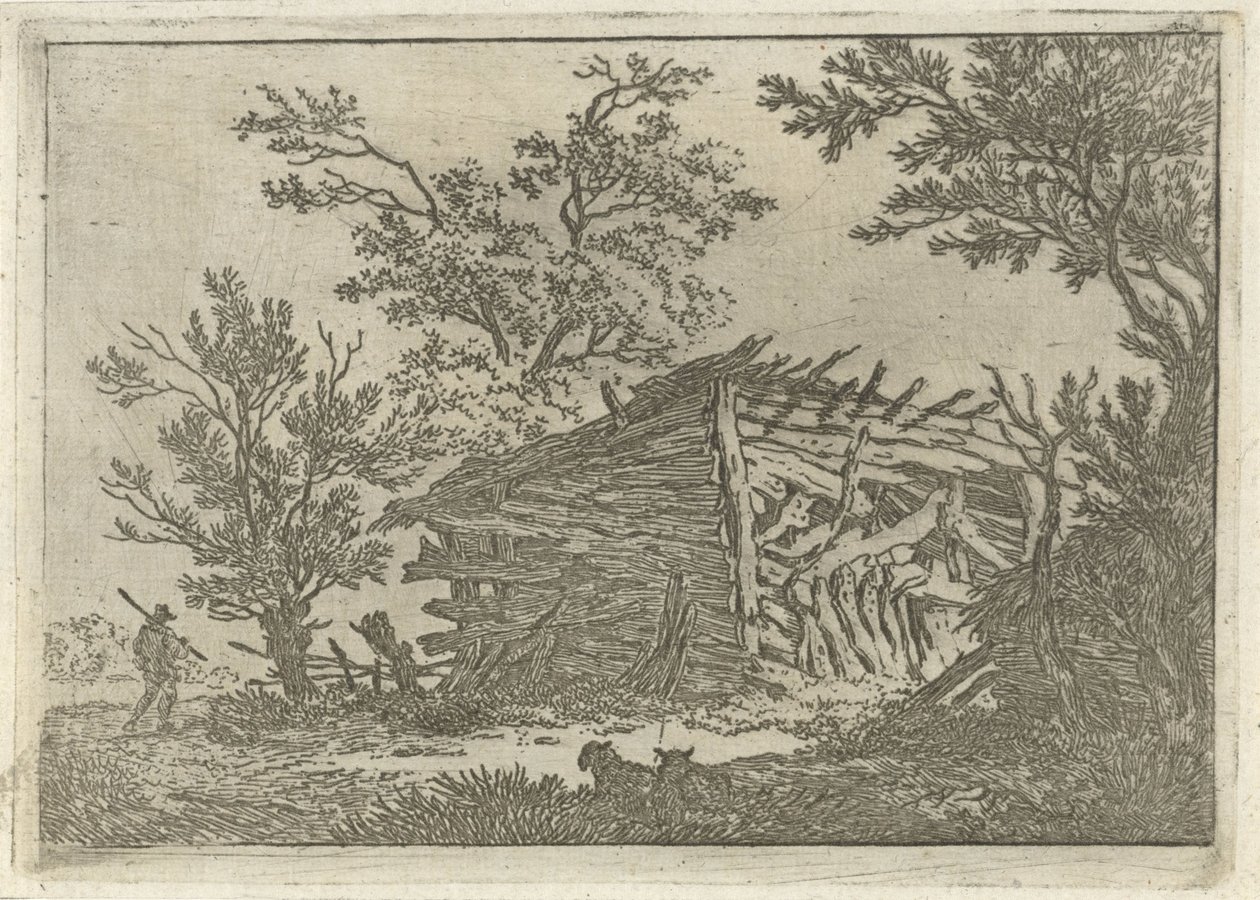 Harap bir ahır ile manzara by François Joseph Pfeiffer (II)