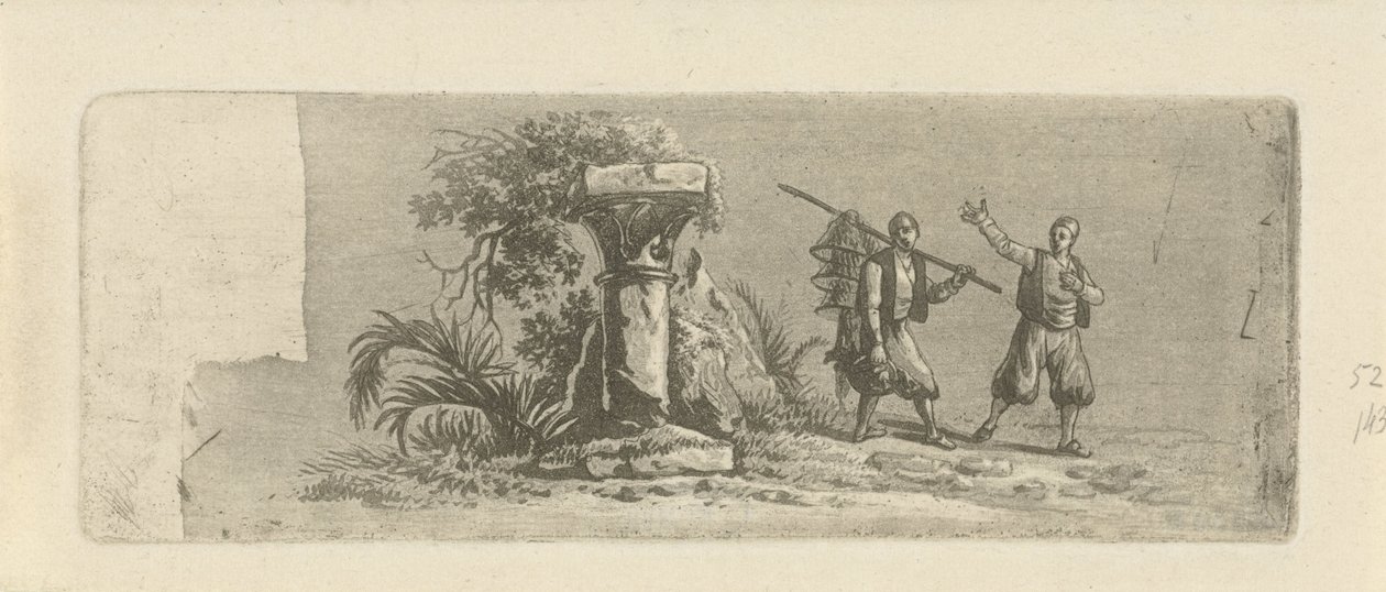 İki Yunan balıkçı ile manzara by François Joseph Pfeiffer (II)