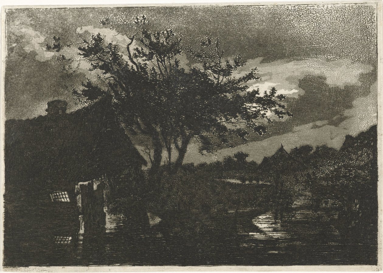 Çiftlik ile nehir manzarası by François Joseph Pfeiffer (II)