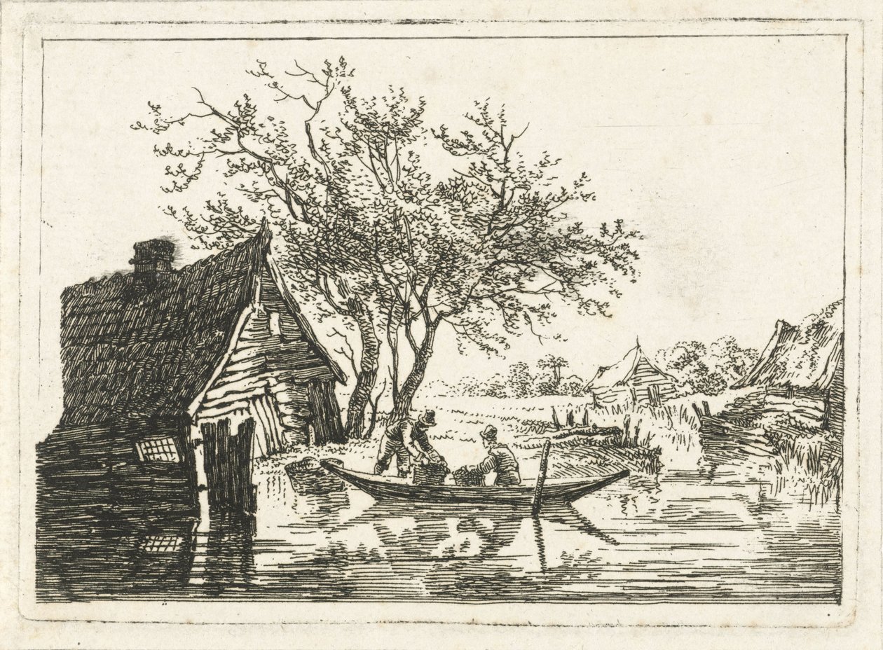 Çiftlik ile nehir manzarası by François Joseph Pfeiffer (II)