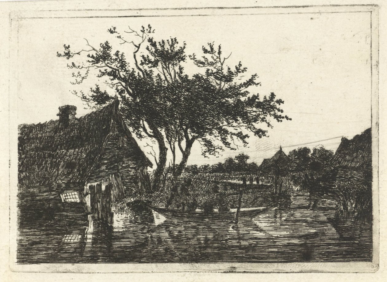 Çiftlik ile nehir manzarası by François Joseph Pfeiffer (II)