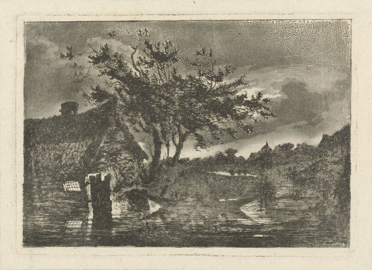 Çiftlik ile nehir manzarası by François Joseph Pfeiffer (II)
