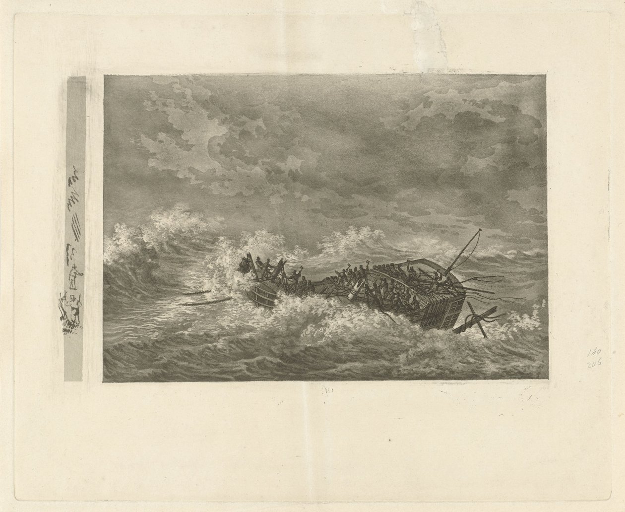 Batan gemi ile fırtınalı deniz by François Joseph Pfeiffer (II)