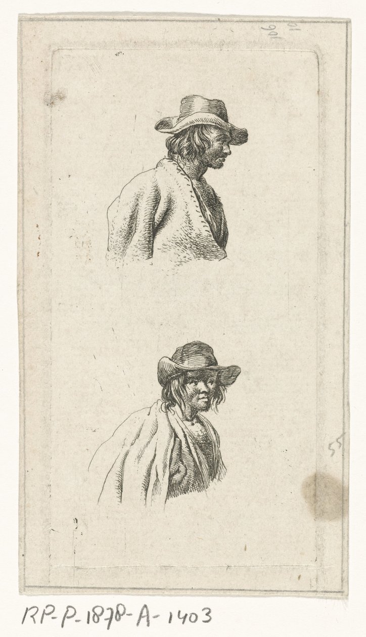 Şapkalı iki erkek büst by François Joseph Pfeiffer (II)