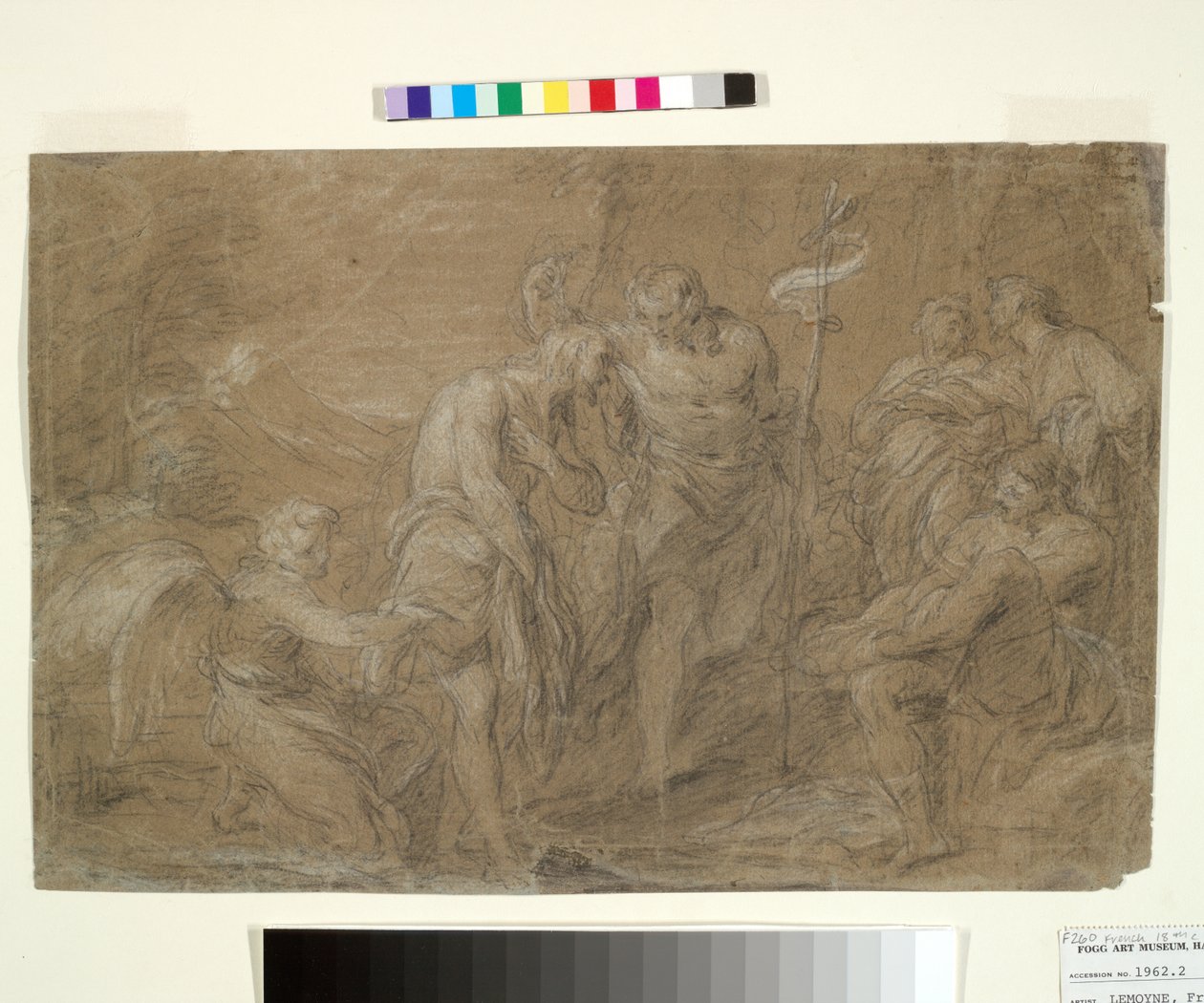 İsa'nın Vaftizi, 1700-37 dolayları (kağıt üzerine siyah beyaz tebeşir) by François Lemoyne