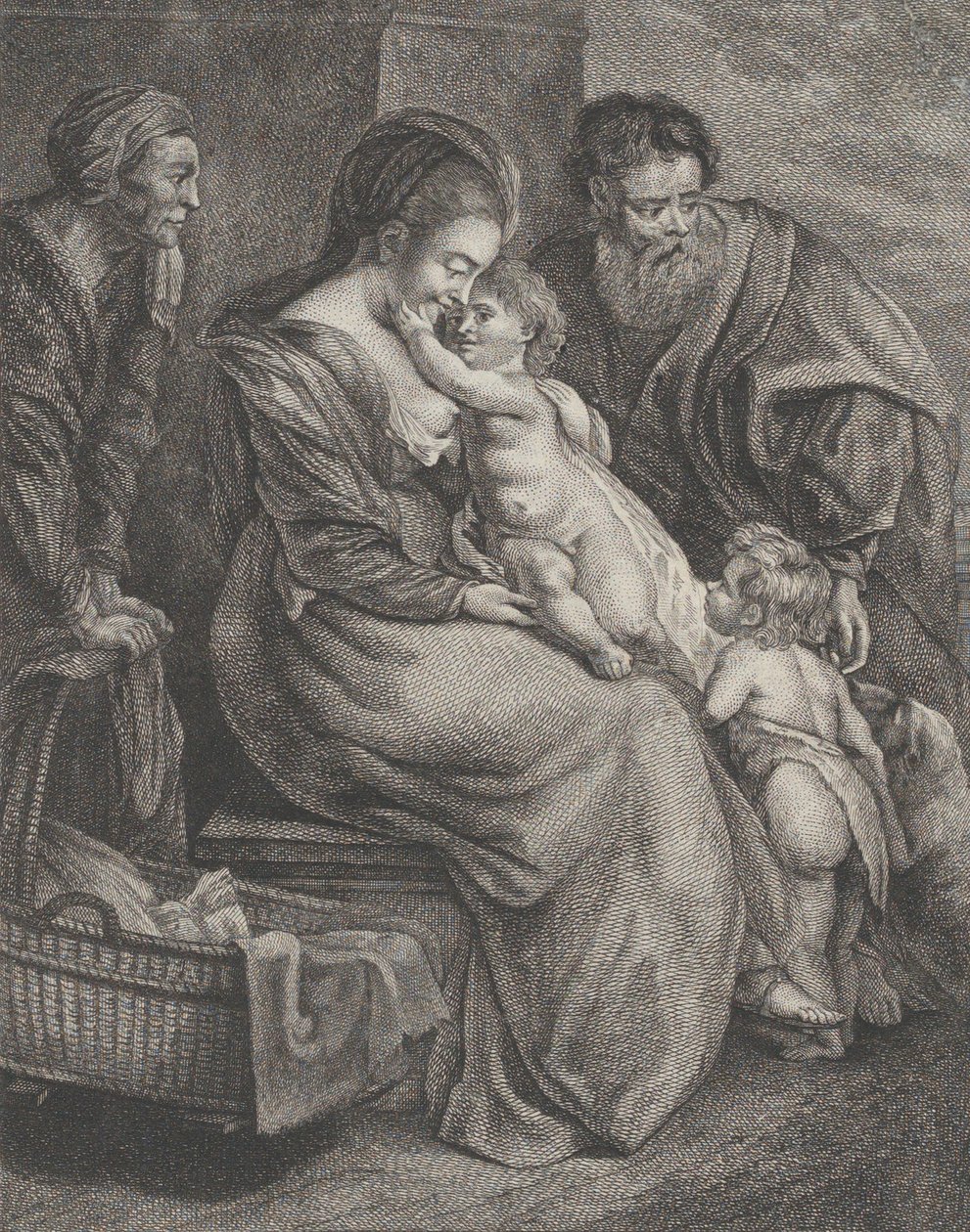 Aziz Elizabeth ve Vaftizci Yahya ile Kutsal Aile, ca. 1780. by François R. F. Brichet