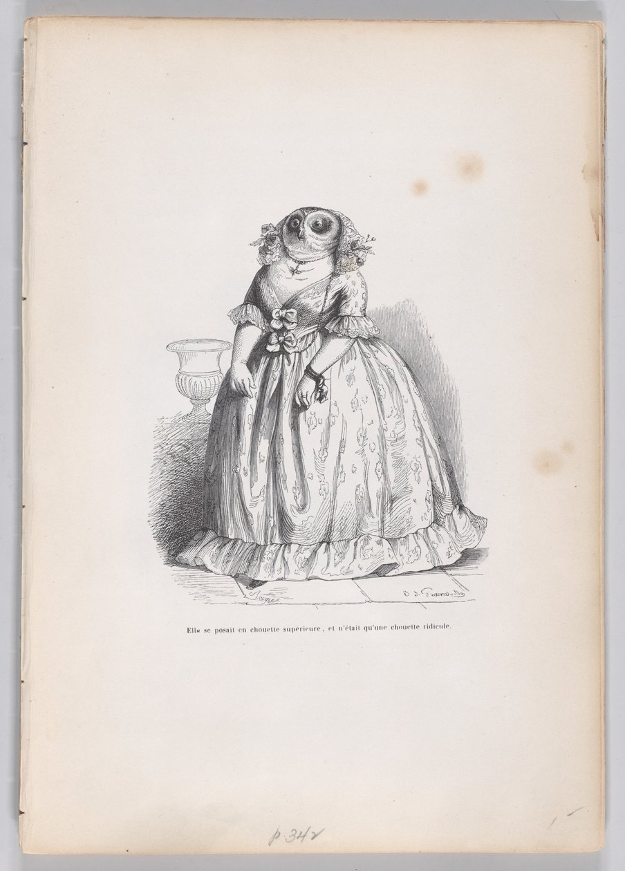 Kendini üstün bir baykuş olarak tanıttı ve Scenes from..., yaklaşık olarak gülünç bir baykuştu. 1837-47. by François Rouget