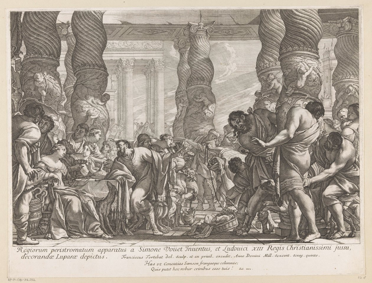 Samson, Dagan tapınağındaki bir sütuna götürülür by François Tortebat