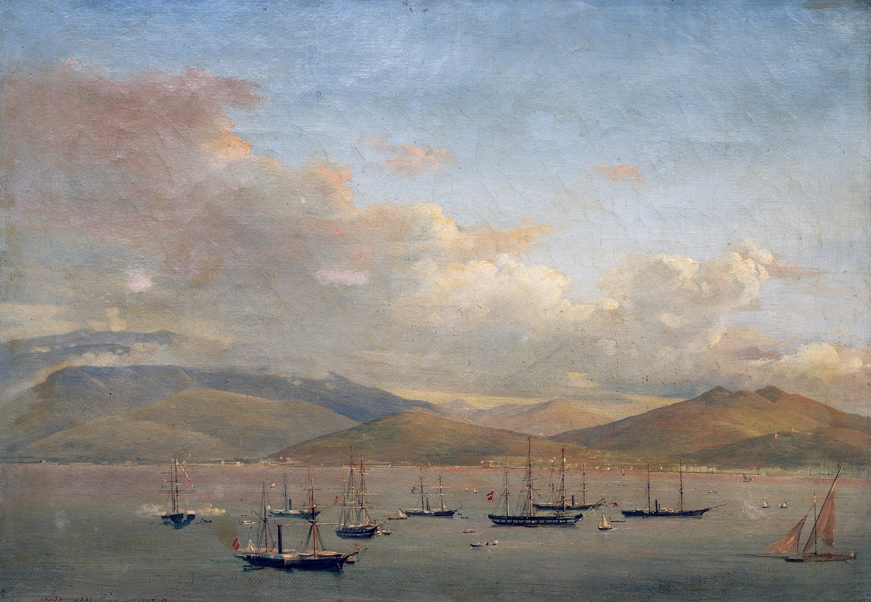 Gaeta körfezinde Napoliten, Fransız ve İspanyol filoları by François Vervloet