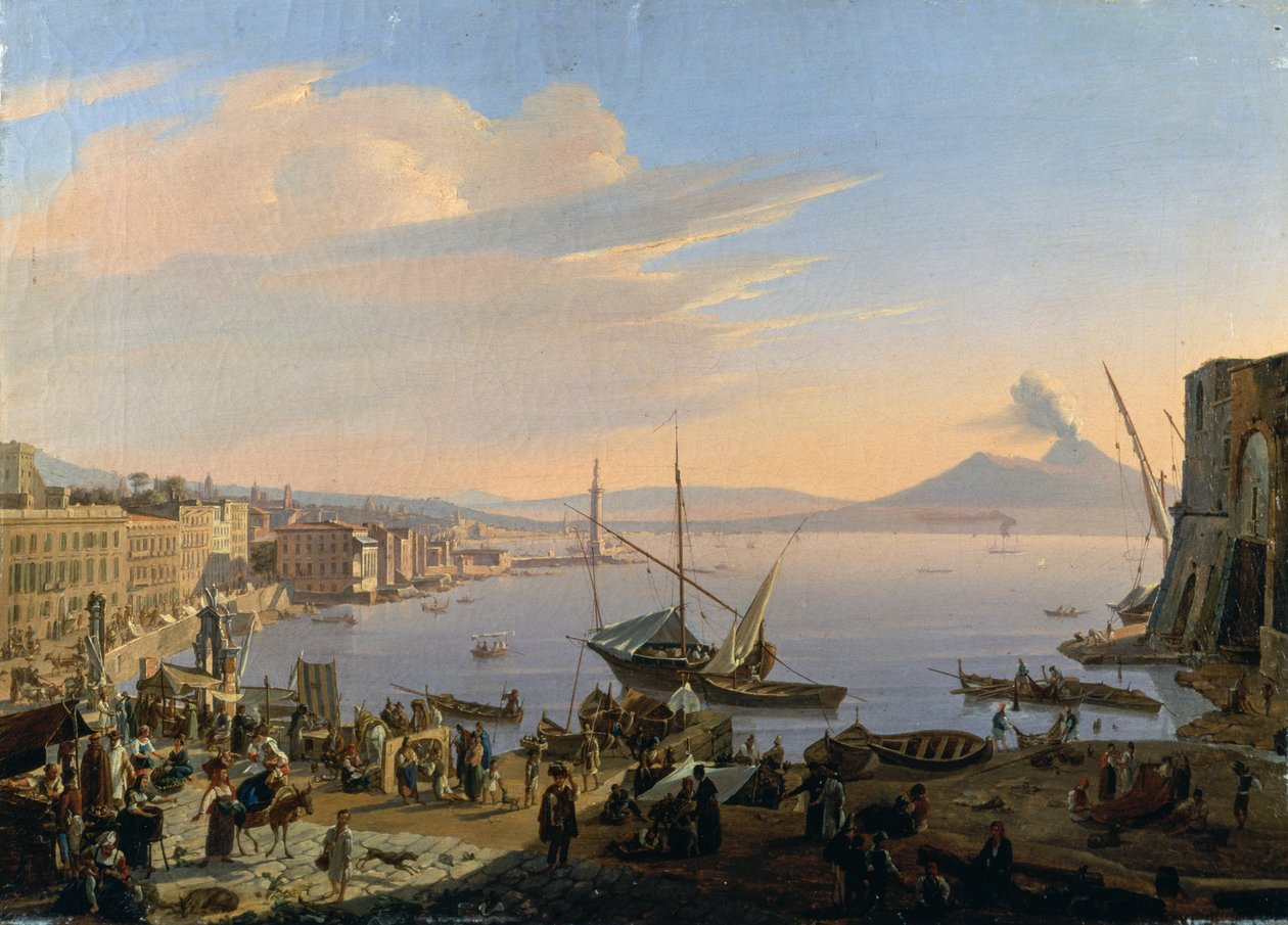 Arka planda Vezüv ile Napoli görünümü, Frans Vervloet (1795-1872), tuval üzerine yağlı boya, 35x48 cm by François Vervloet
