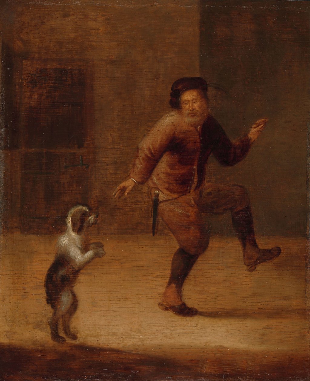 Köpekle Dans Eden Adam by François Verwilt (attributed to)