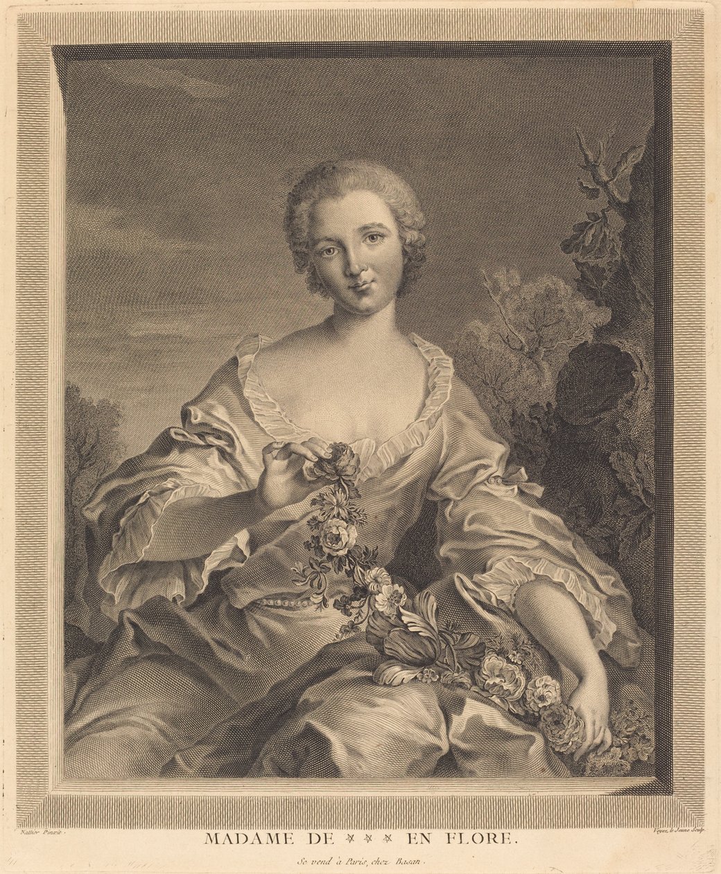 Mme. XXX en Flore by François Voyez after Jean Marc Nattier