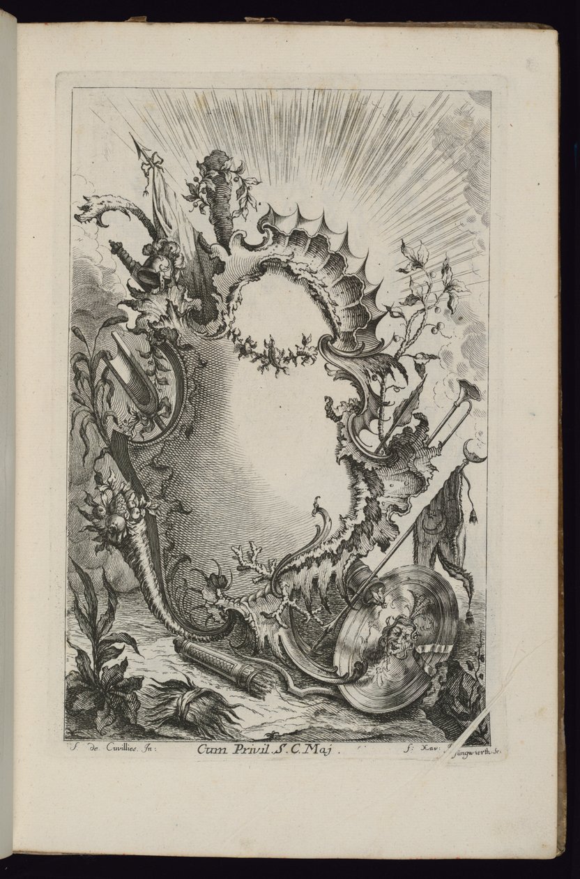 Armorial Trophyli Kartuş, Farklı Kullanımlar İçin Kartuşlar Kitabı by François de Cuvilliés the Elder