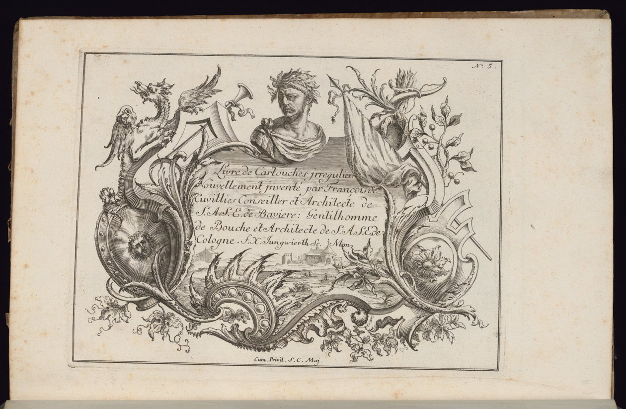 Dikey Göğüslü Kartuş, Düzensiz Kartuşlar Kitabı by François de Cuvilliés the Elder