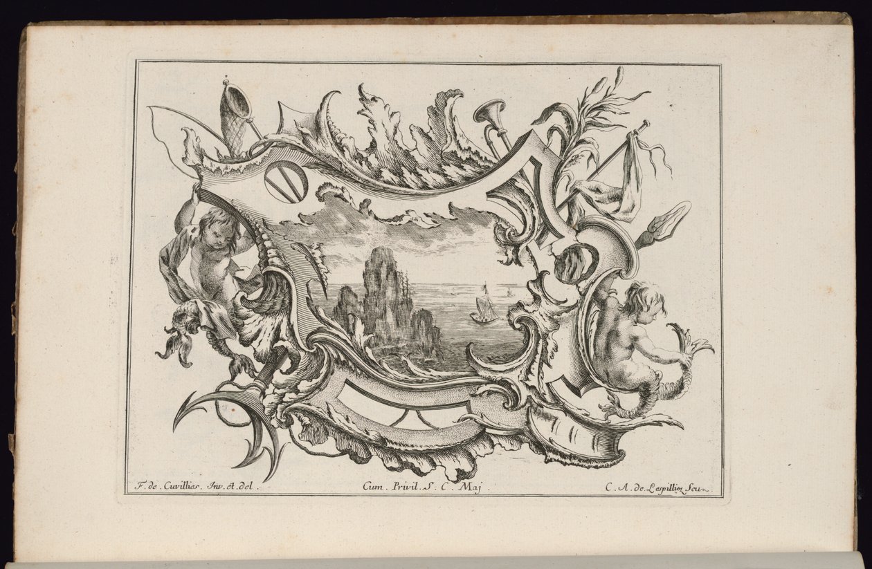 Genç Tritonlu Kartuş, Düzensiz Kartuşlar Kitabı by François de Cuvilliés the Elder