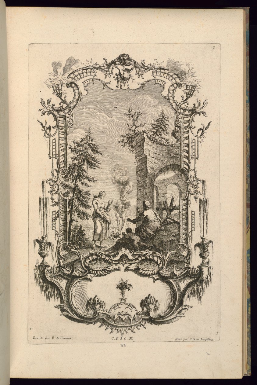 Büyük ve Küçük Bölmeli Kartuş Tasarımı by François de Cuvilliés the Elder