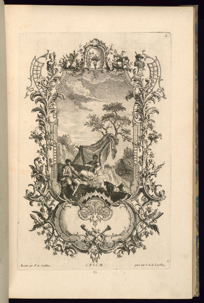 Büyük ve Küçük Bölmeli Kartuş Tasarımı by François de Cuvilliés the Elder