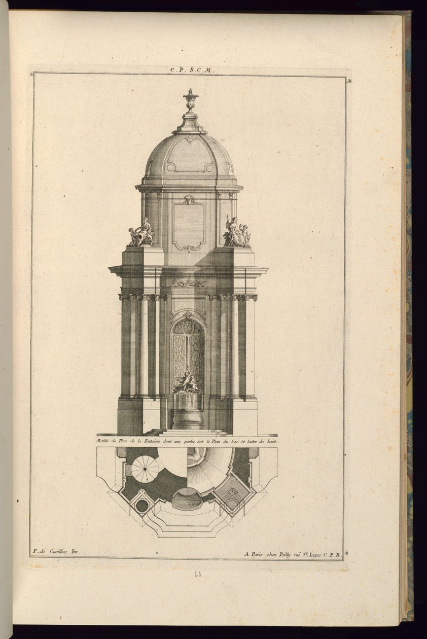 Bir Halk Çeşmesi için Yükseklik ve Plan by François de Cuvilliés the Elder