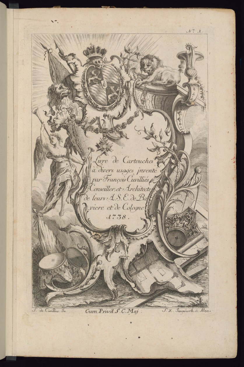 Başlık Sayfası, Farklı Kullanımlar İçin Kartuşlar Kitabı by François de Cuvilliés the Elder