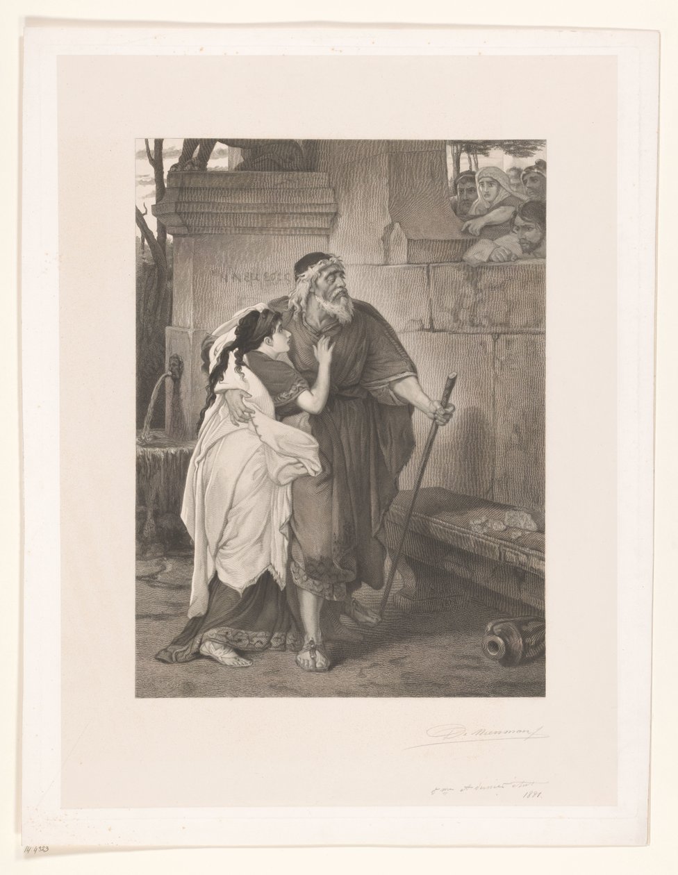 Antigone liderliğindeki Kör Oidipus by François de Meersman (signed by artist)