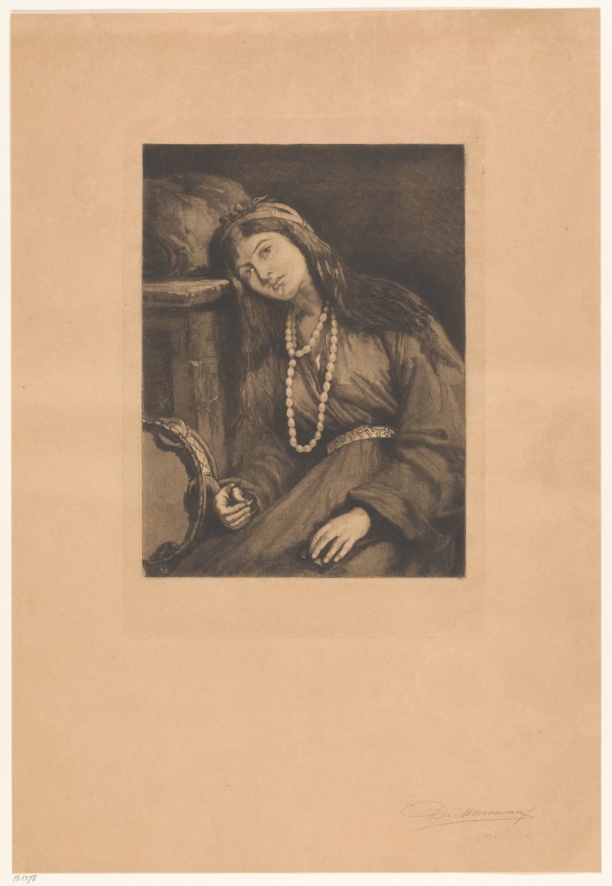 Kastanyet ve tef ile dinlenme müzisyeni Mignon (orijinal başlık) by François de Meersman (signed by artist)